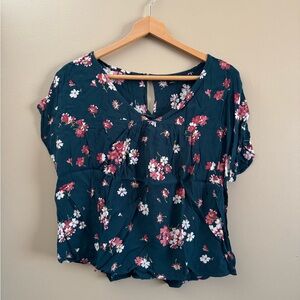 Madewell Dark Green Floral Blouse